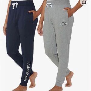 CK Calvin Klein Women's 2 Pack Navy and Gray French terry joggers